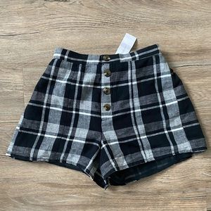 AE High-waisted Plaid Button Front Shorts